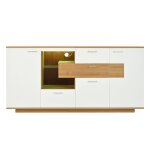 Buffet bas design blanc et chne avec clairage led