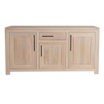 Buffet bas moderne en chne blanchi 3 portes 1 tiroir