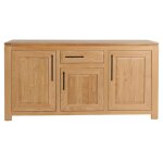 Buffet bas moderne en chne clair 3 portes 1 tiroir