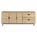 Buffet bas nordique en chne 3 portes + 4 tiroirs l200 noir