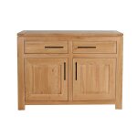 Buffet bas parisien moderne en chne clair 2 portes 2 tiroirs
