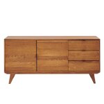 Buffet bas rtro en bois chne 2 portes 3 tiroirs l160 noir