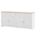 Buffet bas scandinave 3 tiroirs et 4 portes blanc