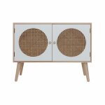 Buffet bas de style scandinave avec 2 portes en bois marron et blanc Buffet bas de style scandinave avec 2 portes en bois marron et blanc
