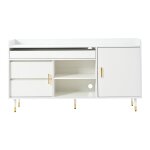 Buffet blanc 3 tiroirs avec portes coulissantes en verre et led