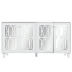 Buffet blanc design 4 portes miroir motif géométrique Buffet blanc design 4 portes miroir motif géométrique