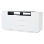 Buffet blanc laqu� avec �tag�re noire design contemporain