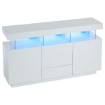Buffet blanc laqu moderne avec clairage led intgr