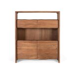 Buffet en bois d acacia massif, design naturel et vitr�