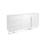 Buffet en bois blanc et acier chromé Buffet en bois blanc et acier chromé