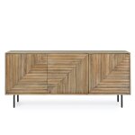 Buffet en bois de manguier 3 portes et pieds mtal noir l180