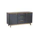 Buffet en chne 2 portes et 3 tiroirs gris anthracite