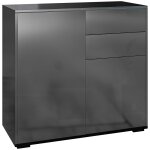 Buffet commode armoire rangement 2 tiroirs 2 placards noir brillant Buffet commode armoire rangement 2 tiroirs 2 placards noir brillant