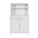 Buffet commode effet bois blanc avec 2 portes