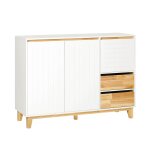 Buffet commode effet bois blanc avec 2 portes