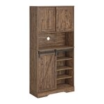 Buffet commode effet bois marron avec 3 portes Buffet commode effet bois marron avec 3 portes