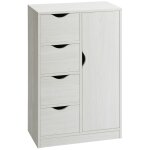 Buffet commode moderne 4 tiroirs bois blanc
