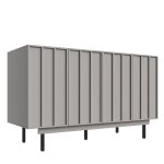 Buffet contemporain gris mat avec 4 portes rainures