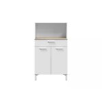 Buffet de cuisine 2 portes et 1 tiroir l72 x h126cm - blanc / bois Buffet de cuisine 2 portes et 1 tiroir l72 x h126cm - blanc / bois