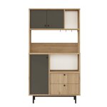 Buffet cuisine 3 portes - h161, 2 cm - effet chne et gris
