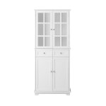 Buffet de cuisine avec 4 portes effet bois blanc Buffet de cuisine avec 4 portes effet bois blanc
