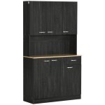 Buffet de cuisine 6 portes 1 tiroir bois noir