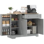 Buffet cuisine tagres de porte et tagre rglable mdf gris