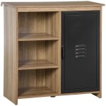 Buffet design industriel 3 niches placard aspect bois mtal noir