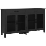 Buffet design industriel - 4 portes, 2 tagres, 2 tiroirs - noir