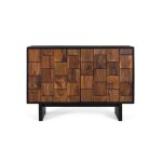 Buffet  deux portes en bois de sheezam orn de motifs gomtriques