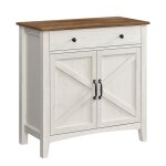 Buffet effet bois acier blanc rustique et marron miel Buffet effet bois acier blanc rustique et marron miel