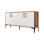 Buffet effet bois beige, blanc 160x35h78 cm Buffet effet bois beige, blanc 160x35h78 cm