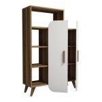 Buffet effet bois beige, blanc 90x32 cm