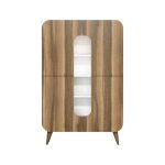 Buffet effet bois beige, blanc 93x32 h144 cm