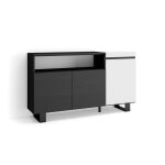 Buffet effet bois blanc et noir 150x35x87cm avec pieds Buffet effet bois blanc et noir 150x35x87cm avec pieds
