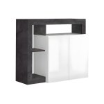 Buffet effet bois gris, blanc