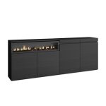 Buffet effet bois noir 200x35x75cm cheminée effet feu Buffet effet bois noir 200x35x75cm cheminée effet feu