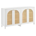 Buffet �l�gant blanc en rotin 4 portes