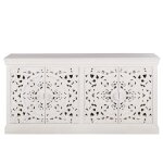 Buffet enfilade 4 portes en manguier massif sculpt blanc l180