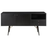Buffet enfilade chne plaqu noir 2 portes, 2 tiroirs, 1 niche verona
