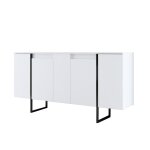 Buffet avec tagres 4 portes l160 cm - blanc et noir