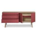 Buffet en frne 2 portes + 3 tiroirs 180 cm, hauteur 94 cm