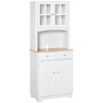 Buffet haut 2 placards portes persiennes et acryliques 2 tiroirs niche