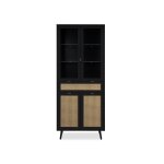 Buffet haut 4 portes 1 tiroir 80x40x195, 1 cm noir et naturel - umbria