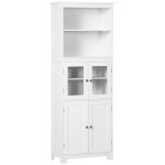 Buffet haut 4 portes avec tagres 2 niches grand plateau blanc
