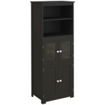 Buffet haut 4 portes avec tagres 2 niches grand plateau noir