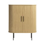Buffet haut aux angles arrondis en bois et métal h118cm - bois clair Buffet haut aux angles arrondis en bois et métal h118cm - bois clair