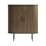 Buffet haut aux angles arrondis en bois et métal h118cm - bois foncé Buffet haut aux angles arrondis en bois et métal h118cm - bois foncé