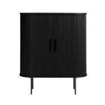 Buffet haut aux angles arrondis en bois et métal h118cm - noir Buffet haut aux angles arrondis en bois et métal h118cm - noir