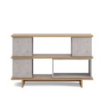 Buffet haut en bton gris et plaqu chne - 154, 5x98, 2cm